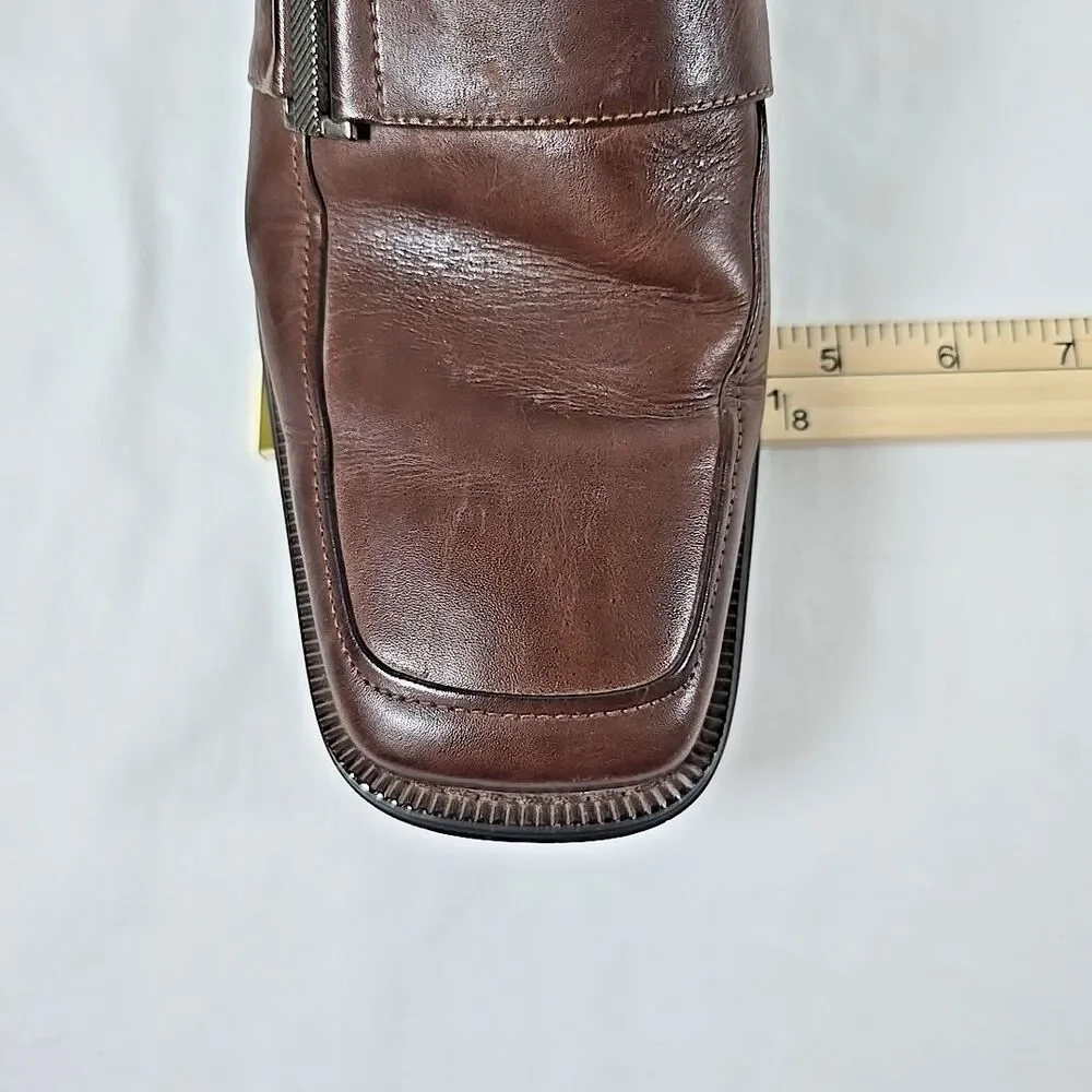 Fratelli Select Men's Warm Brown Leather Loafers Strap and Buckle Size 8.5 M